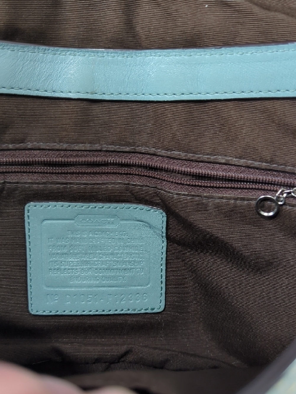 Coach F12336 Chelsea Collection 2010 Shoulder Bag Leather Light Blue Brown Strap - Picture 9 of 13
